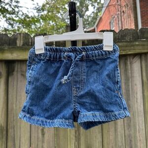 Fat Face Denim Shorts Kids Blue Elastic Waist Drawstring Pockets Size 5/6